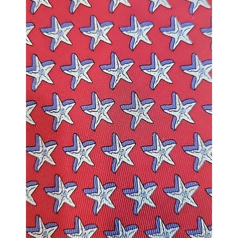 Vineyard Vines Red Tie with White and Blue Starfish Pattern
